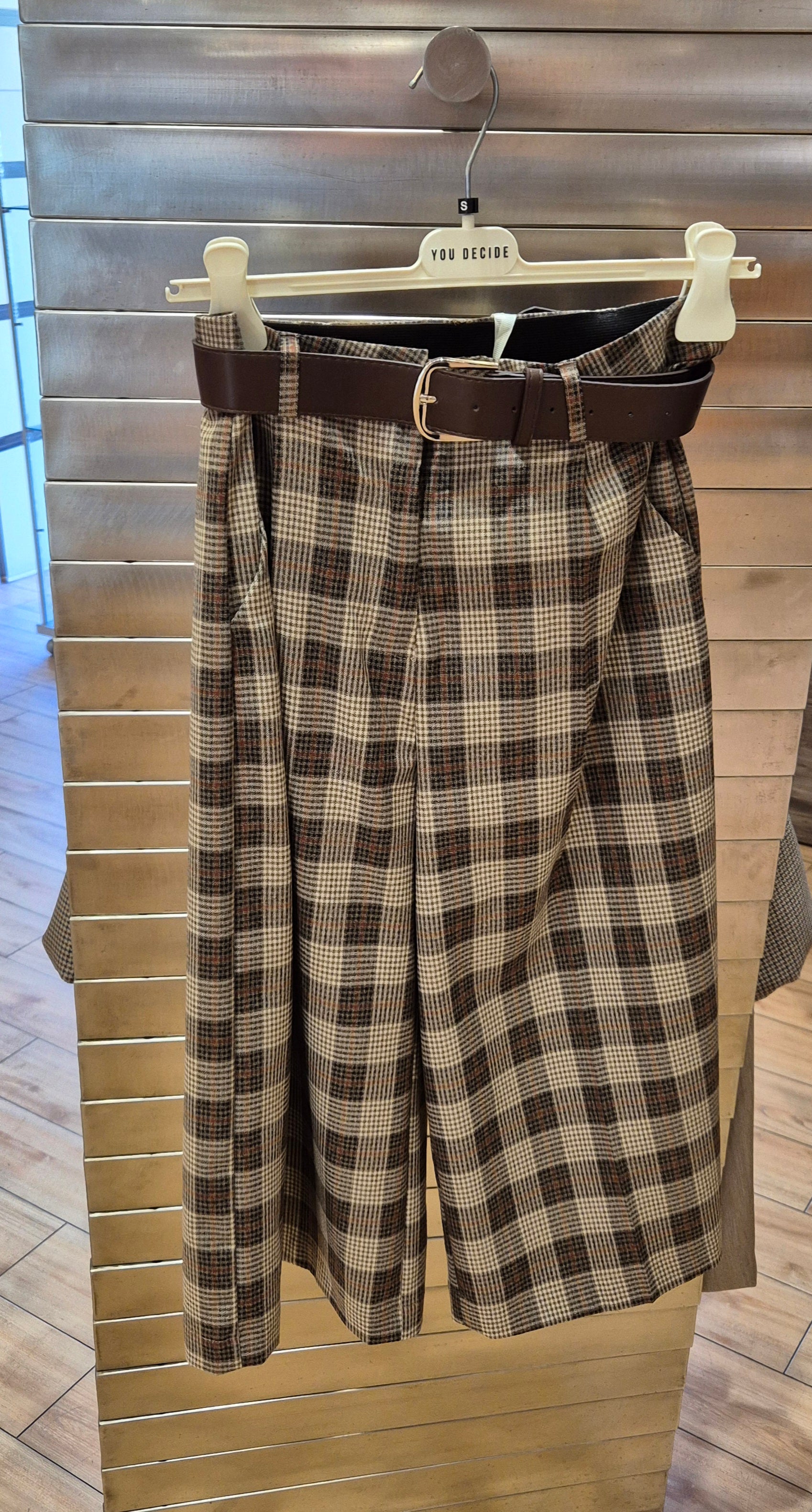 You decide pantalone quadro marrone/beige P10612A193
