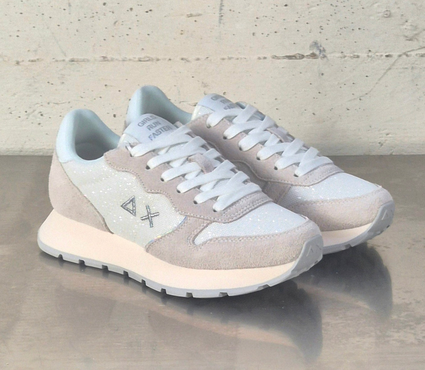 Sun 68 sneaker donna bianca Z3620301 Ally glitter textile