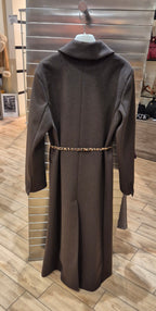 Susy mix cappotto lungo con cintura m09600u70 marrone testa di moro