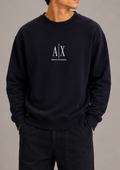 Armani exchange felpa girocollo basic in policotone XM000368AF10818UB101 blu