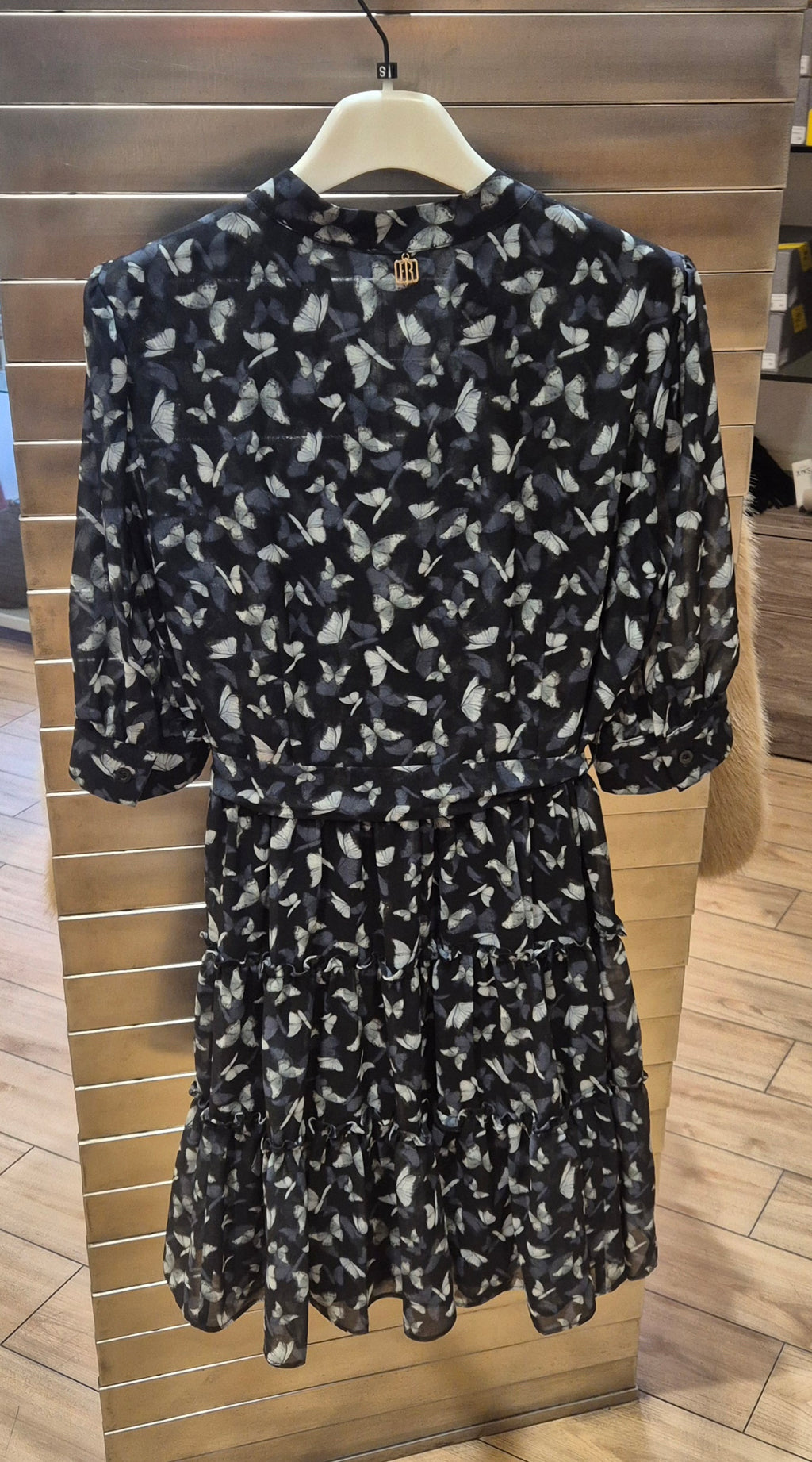 Fracomina abitino con rouches fantasia farfalle base nera SD1035W412W6 054