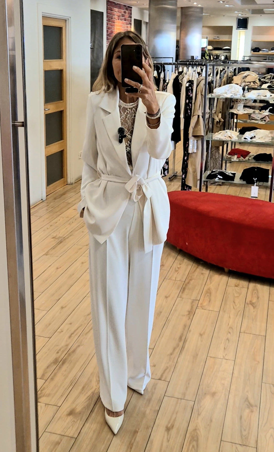 Susy mix completo giacca con cintura + pantalone 303211U22 burro