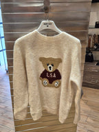 Susy mix maglia con orsetto girocollo colore crema 25760U33