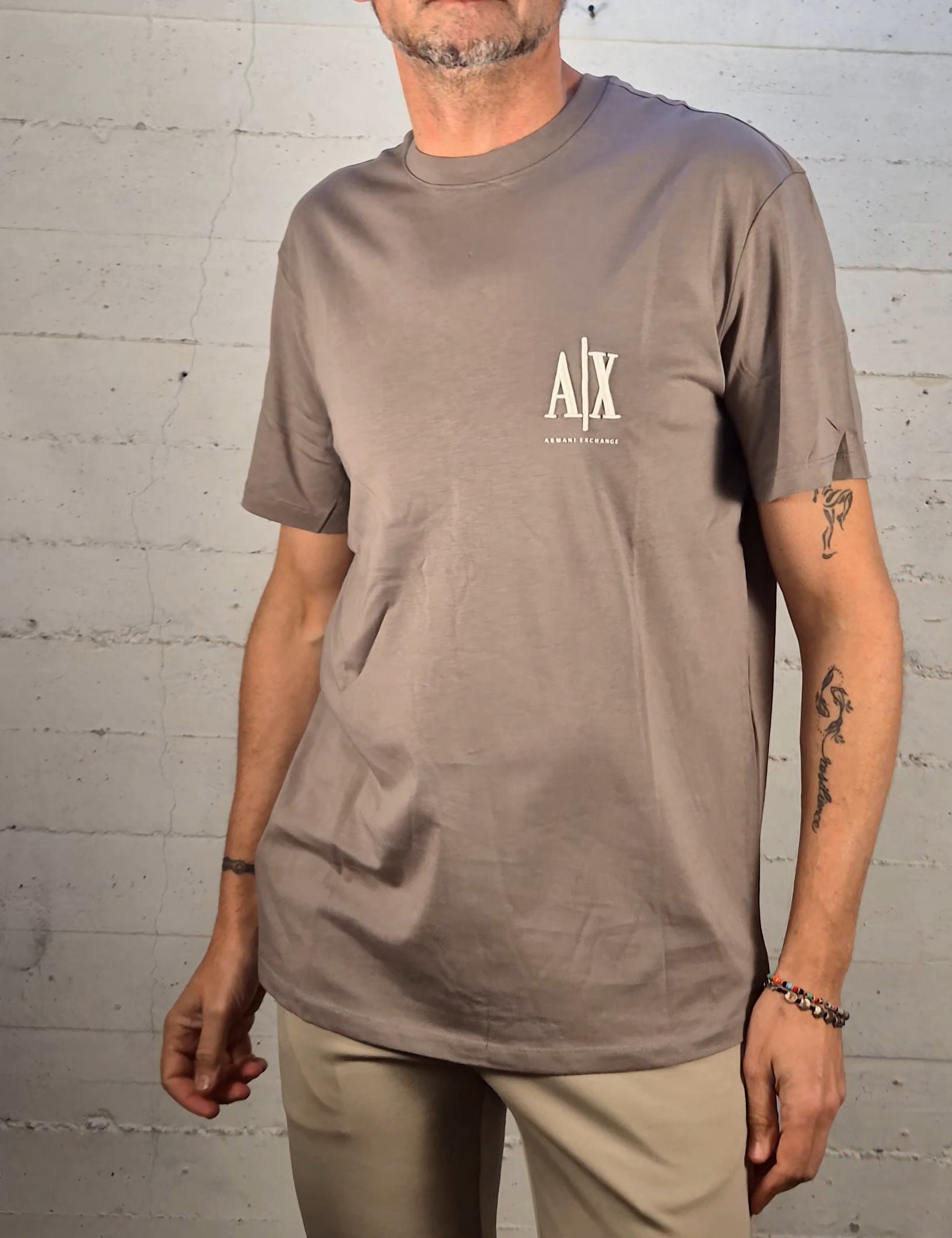 Armani ax t-shirt cotone manica corta fango con logo XM000365F12308U610