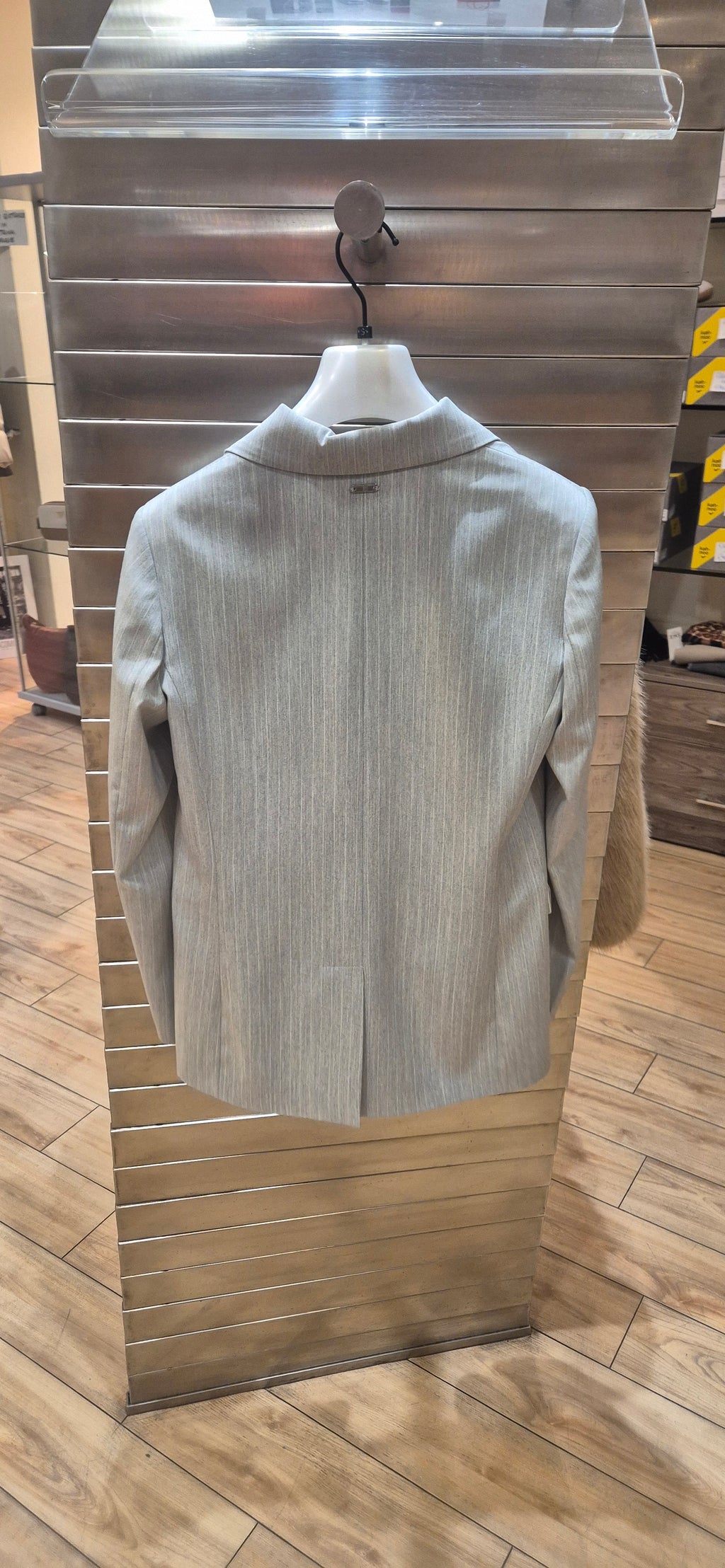 Fracomina giacca gessata lurex grigio chiaro SJ3002W587Q7 156