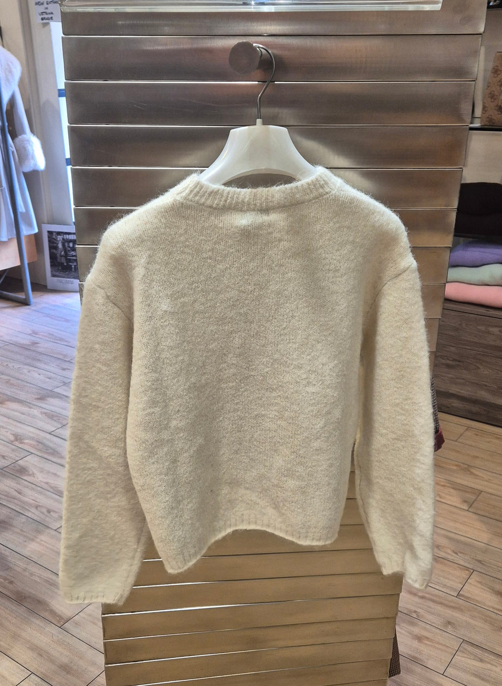 Susy mix maglia con renna 25977U13 beige mistolana e mohair