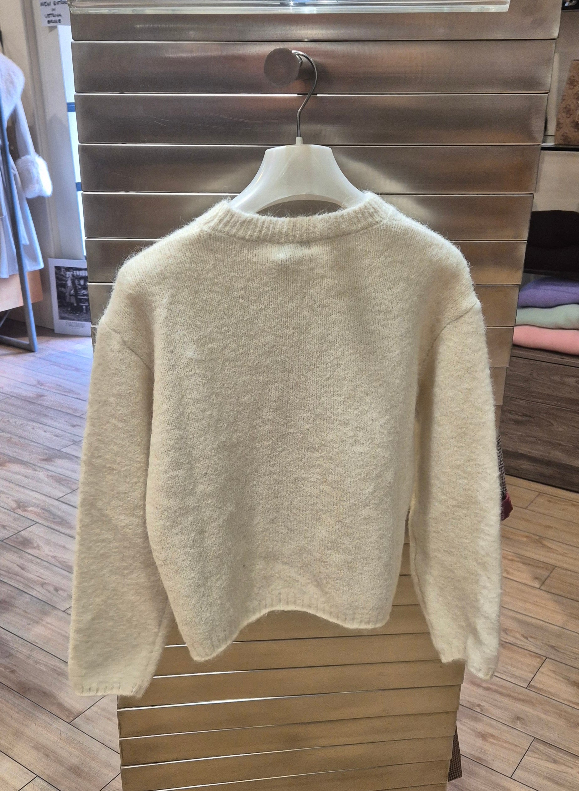 Susy mix maglia con renna 25977U13 beige mistolana e mohair