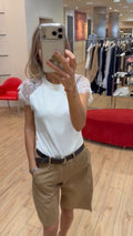 Susy Mix t-shirt cotone maniche pizzo 12102U58 bianco