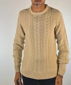 Blend maglia girocollo con treccie in mistocotone 20718442141107 beige