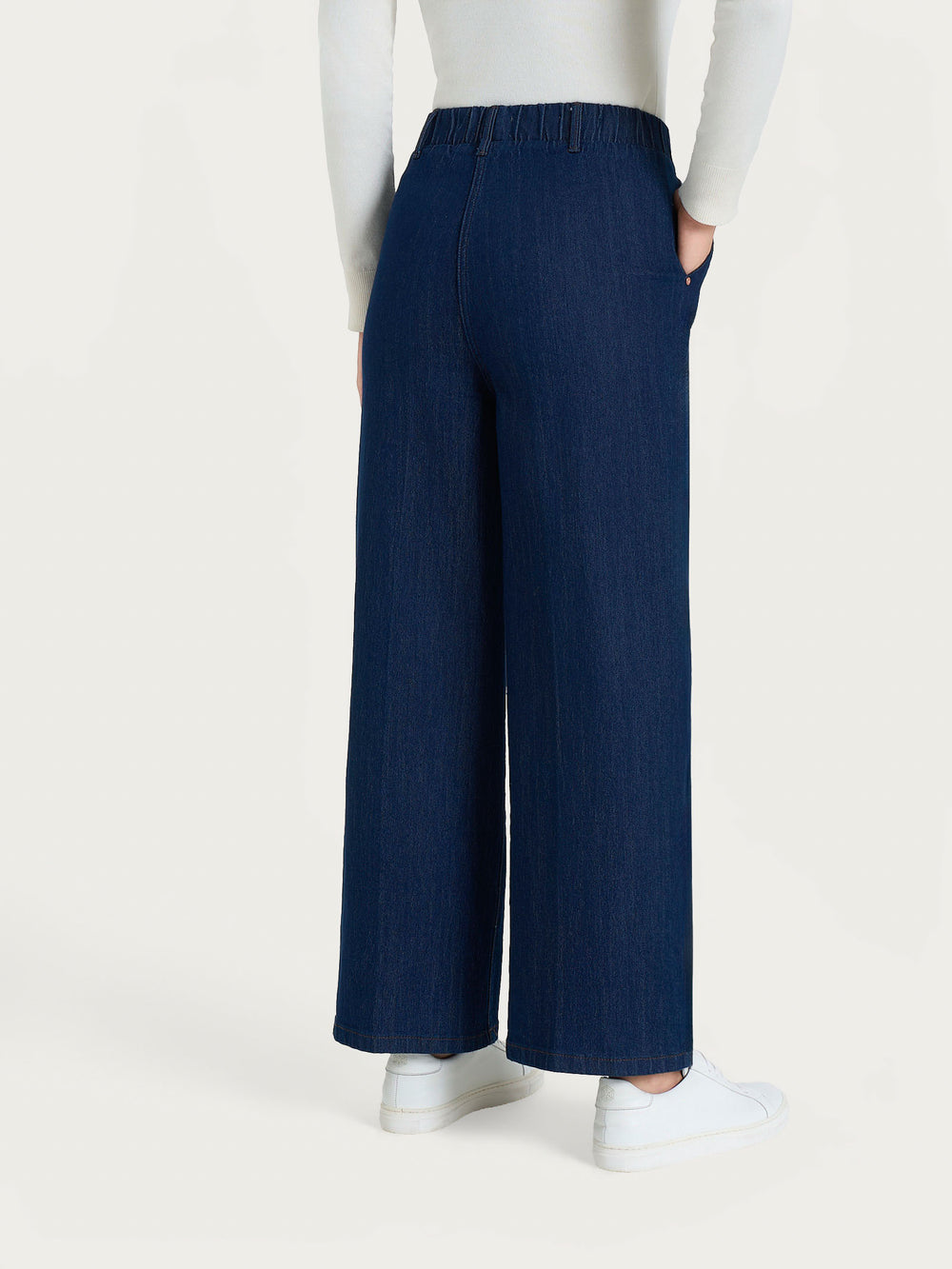 Ragno jeans cropped da donna a gamba larga DM48P4057 denim blue stretch