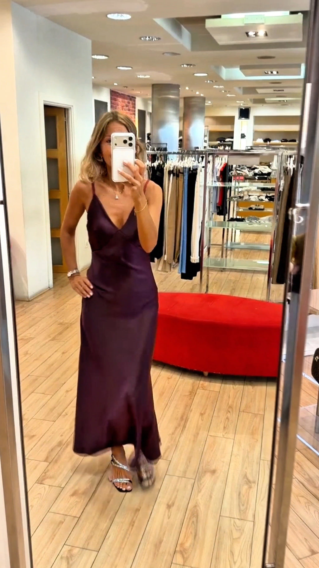Susy Mix abito lungo semilucido bordeaux