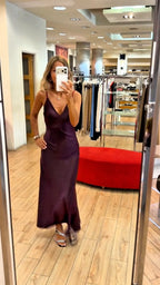 Susy Mix abito lungo semilucido bordeaux