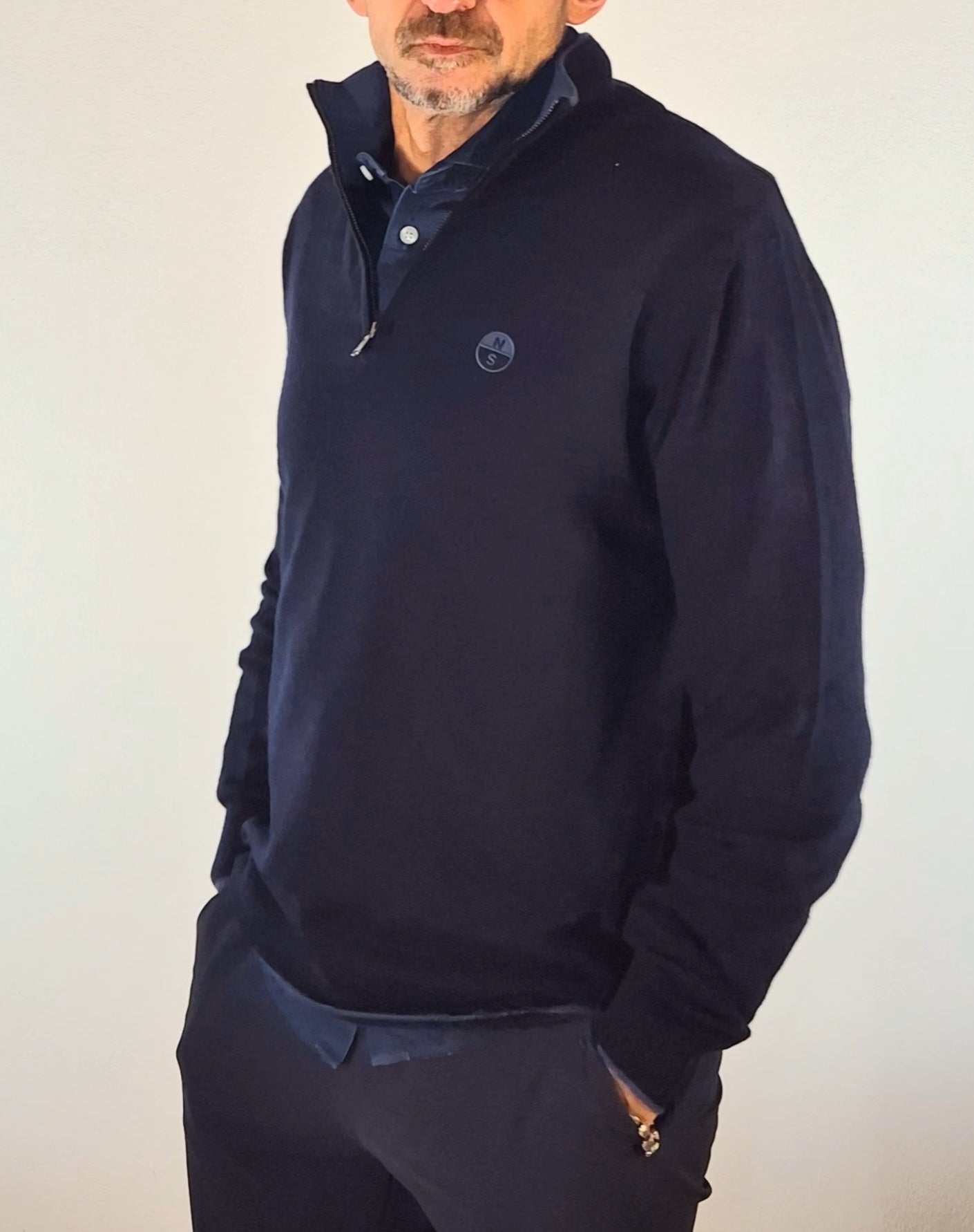 North Sails maglia con mezza zip mistolana viscosa blu 6991480802