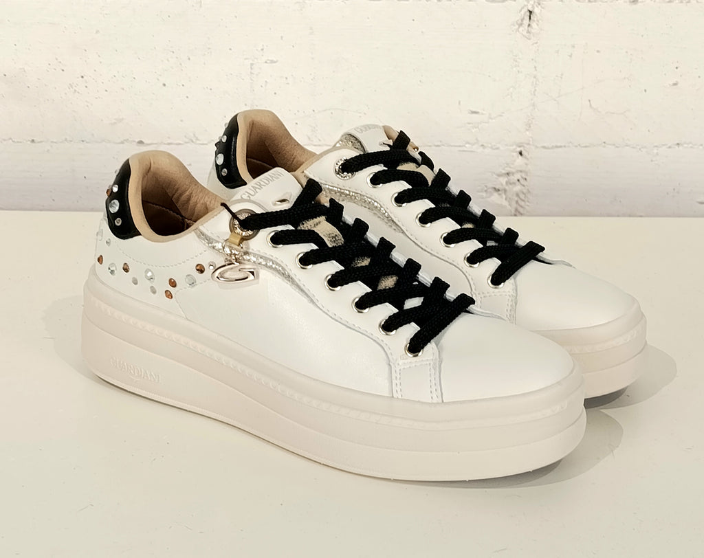 Guardiani sneaker bianca con brillantini GL62535QBIANCO