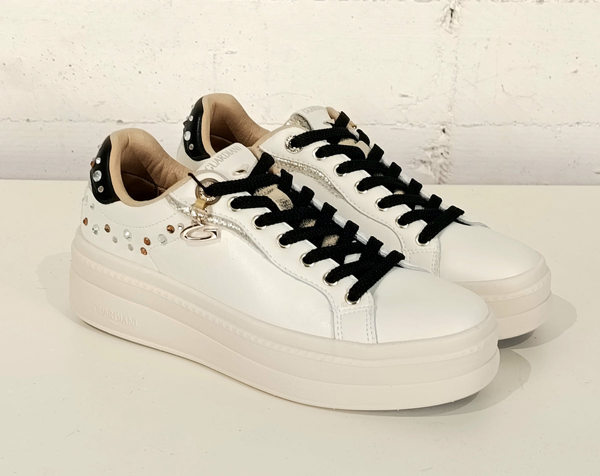Guardiani sneaker bianca con brillantini GL62535QBIANCO