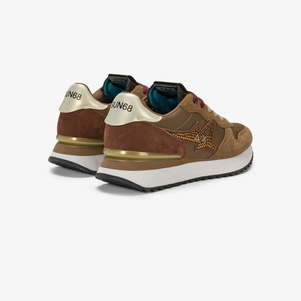 Sun 68 sneaker donna Z4622393 stragirl strass logo marrone volpe